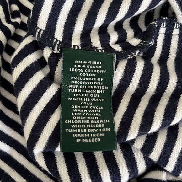 Lauren Ralph Lauren Classic Navy and Blue Striped top Side Buttons - Picture 6 of 6